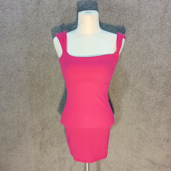 PrettyLittleThing Dresses & Skirts - PRETTYLITTLETHING HOT PINK SCUBA CREPE STRAPPY BODYCON MINI DRESS Y2K UK 6
